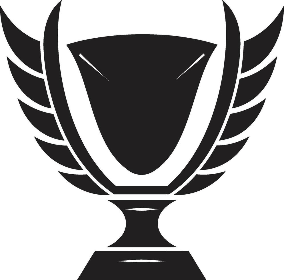 Regal Success Icon Monochromatic Award with Black Background Elegant Symbol of Victory Vector Trophy Silhouette