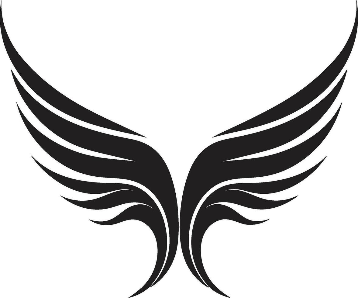 simplista vuelo monocromo ángel alas silueta noble guardián de Sueños negro vector emblema