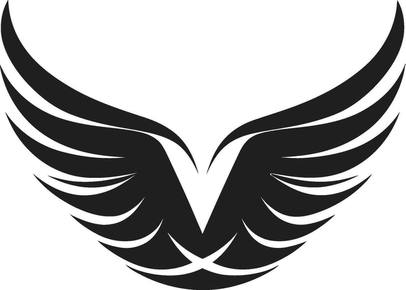 espíritu serenidad ángel alas símbolo en monocromo emblemático adivinar encanto logo diseño con ángel alas vector