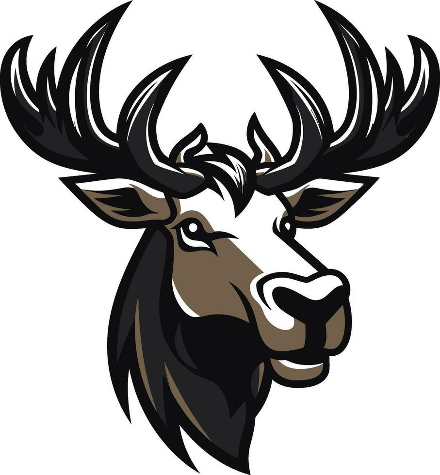 Minimalistic Moose Symbol with Versatile Design Elegant Moose Silhouette in Regal Black vector