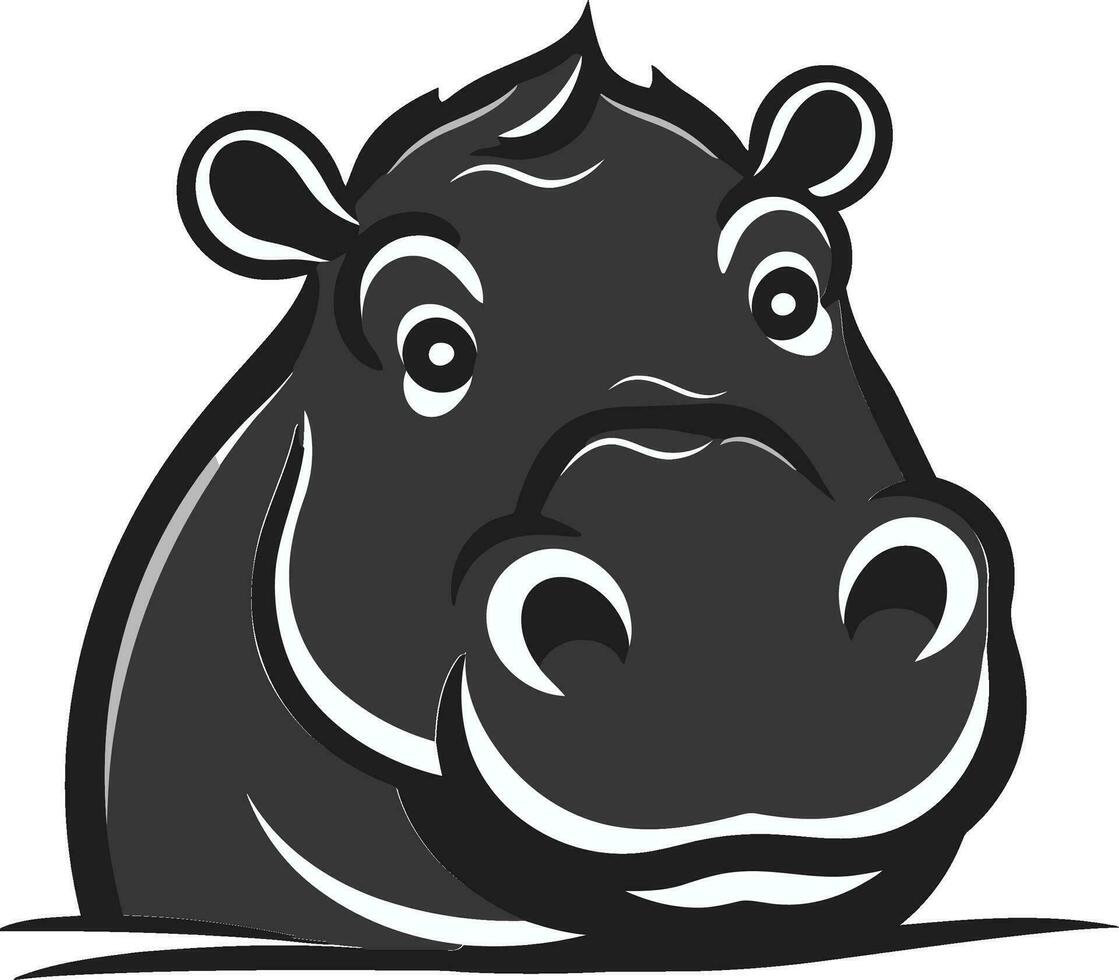 Hippo Emblem with Contemporary Flair Elegant Black Hippo Icon vector