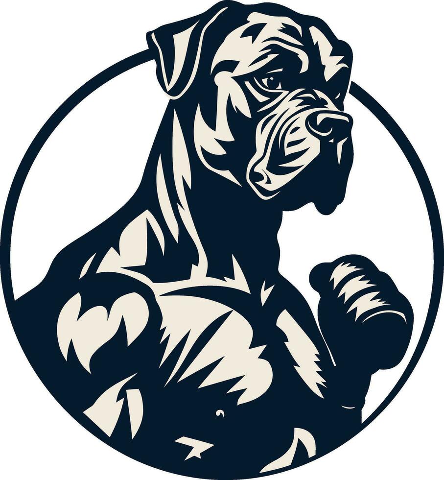 Majestic Mascot Athletic Boxer Dog Logo Athletic Elegance in Monochrome Black Vector Icon