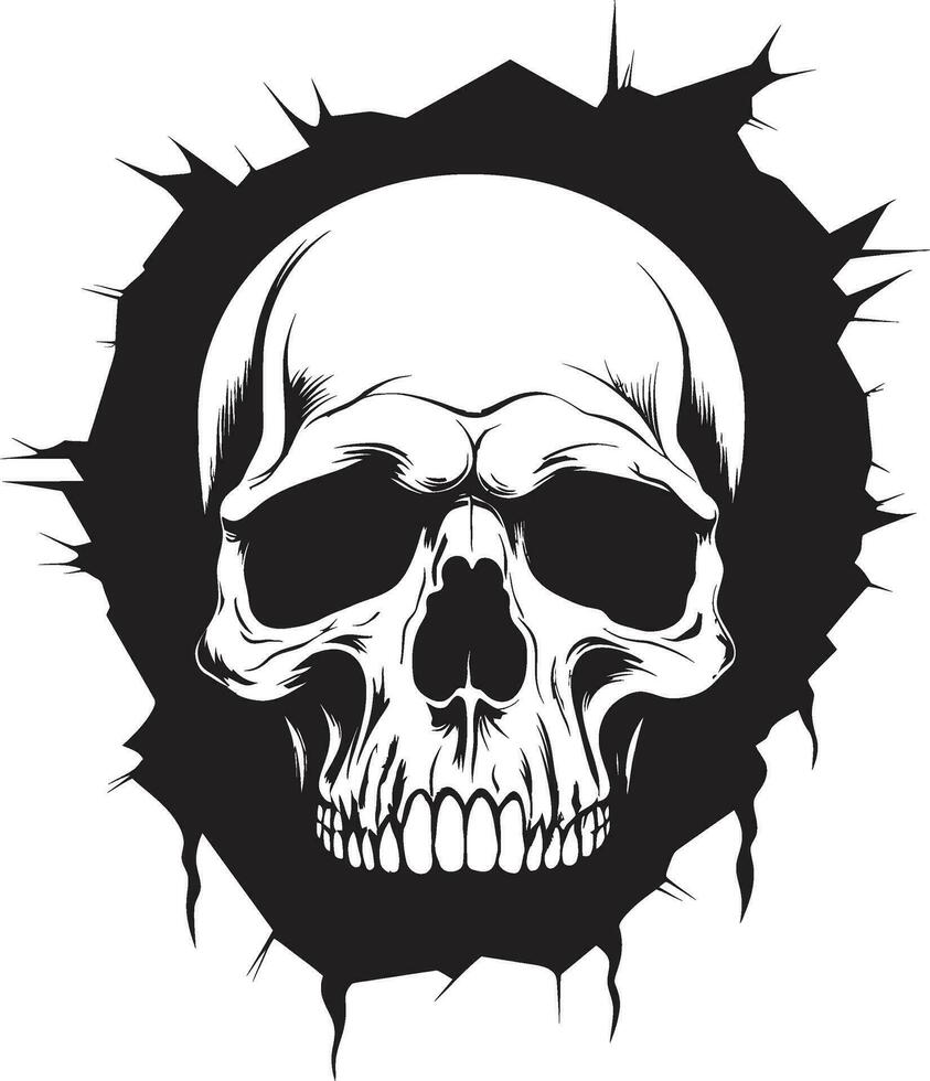 Vector Wall Artistry Unearthing the Skull Emblem Gothic Intrigue in Cracks The Peeping Skull