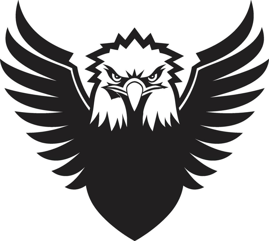 Regal Flight Black Logo with Eagle Wings of Majesty Vector Icon in Black