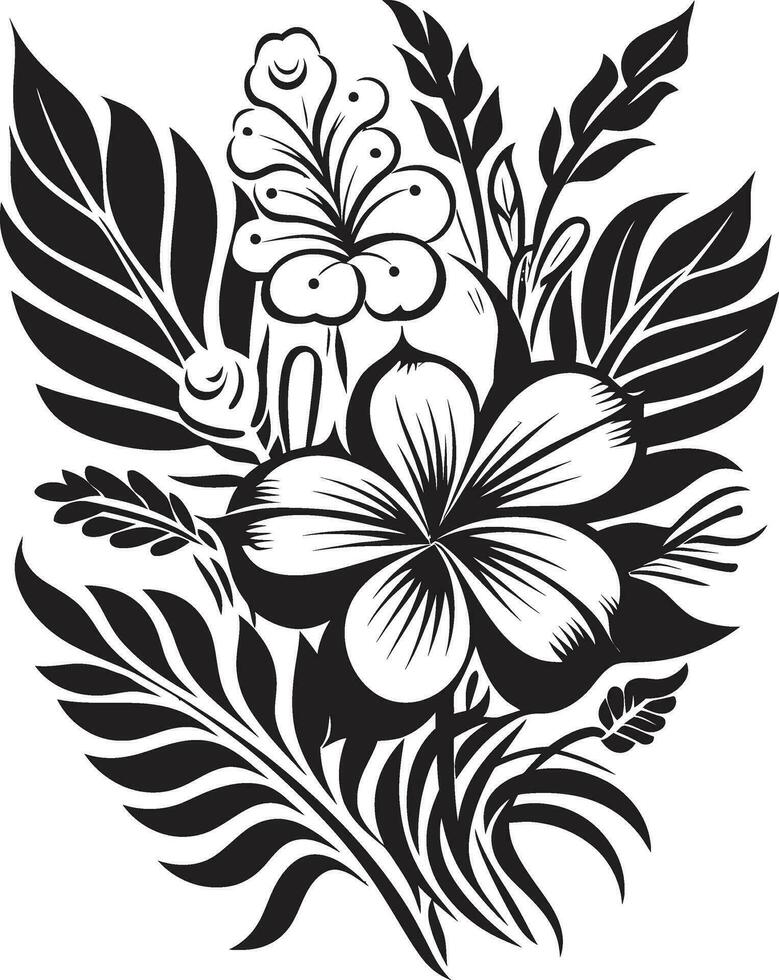 majestuoso selva botánico floral logo emblema floral elegancia en monocromo negro vector icono