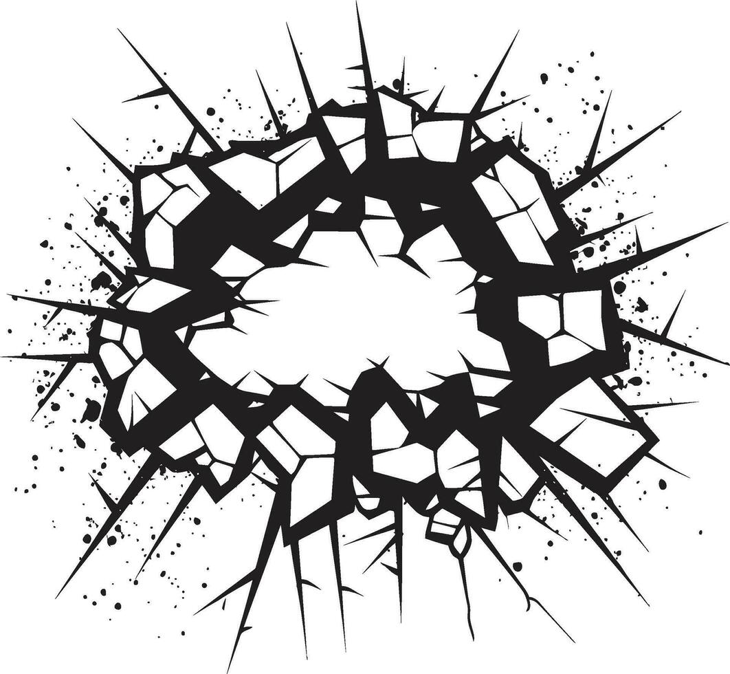 Vector Artistry Unveiled Broken Wall Comic Book Emblem Powerful Cracks Black Comic Book Broken Wall Icon in Vector