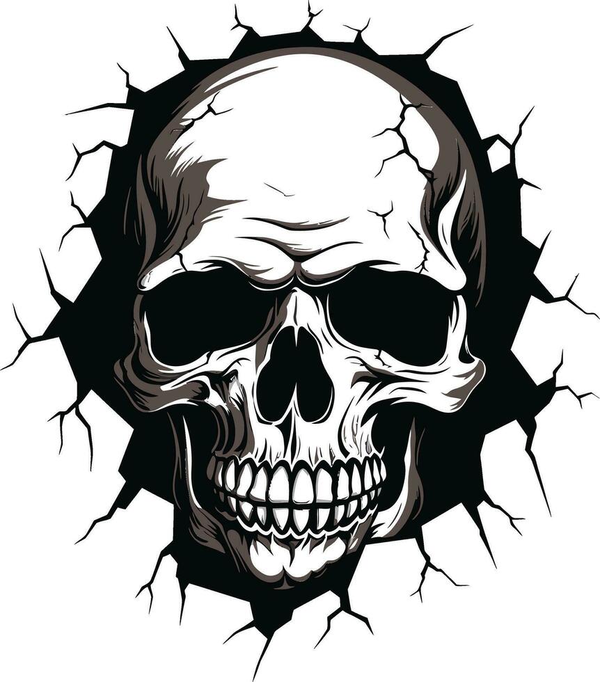 The Walls Secret Keeper A Vector Skull Peeks Out Unveiling the Unknown The Cryptic Skull in Vector Art