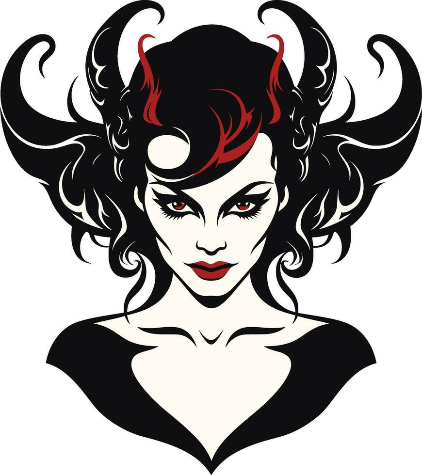 bochornoso enigma encantador belleza emblema elegante diabólico encanto negro demonio icono en vector