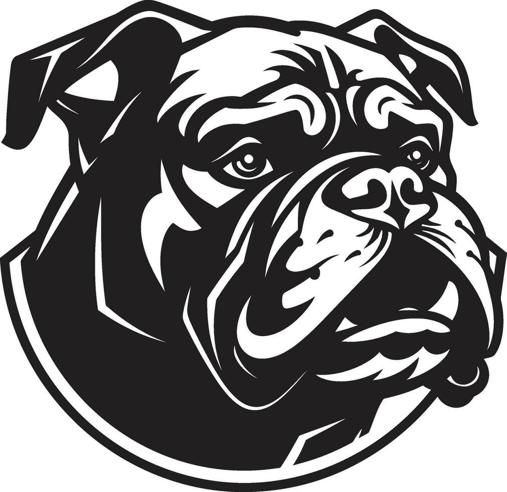 buldog tenacidad desvelado negro logo con buldog poderoso canino vector icono en negro