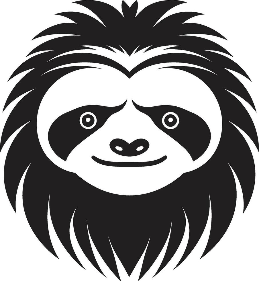 Midnight Monochrome Majesty Sloth Icon Ebon Excellence Serene Slothfulness vector