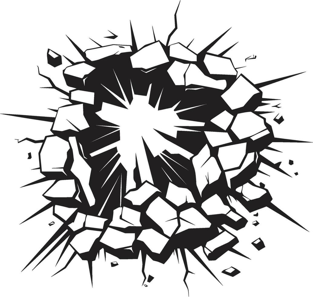 Vector Artistry Redefined Comic Book Broken Wall Emblem Dynamic Black Logo Comic Explosion Vector Icon