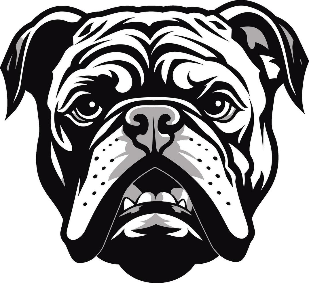 buldog espíritu negro logo con icónico perro canino valor vector icono en negro