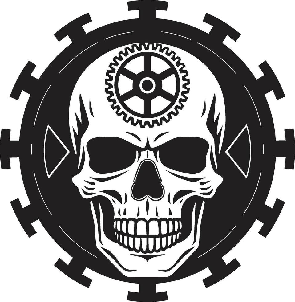 Cyberpunk Innovation The Mechanical Skull Emblem Mystical Machine Majesty The Enigmatic World of Cybernetics vector