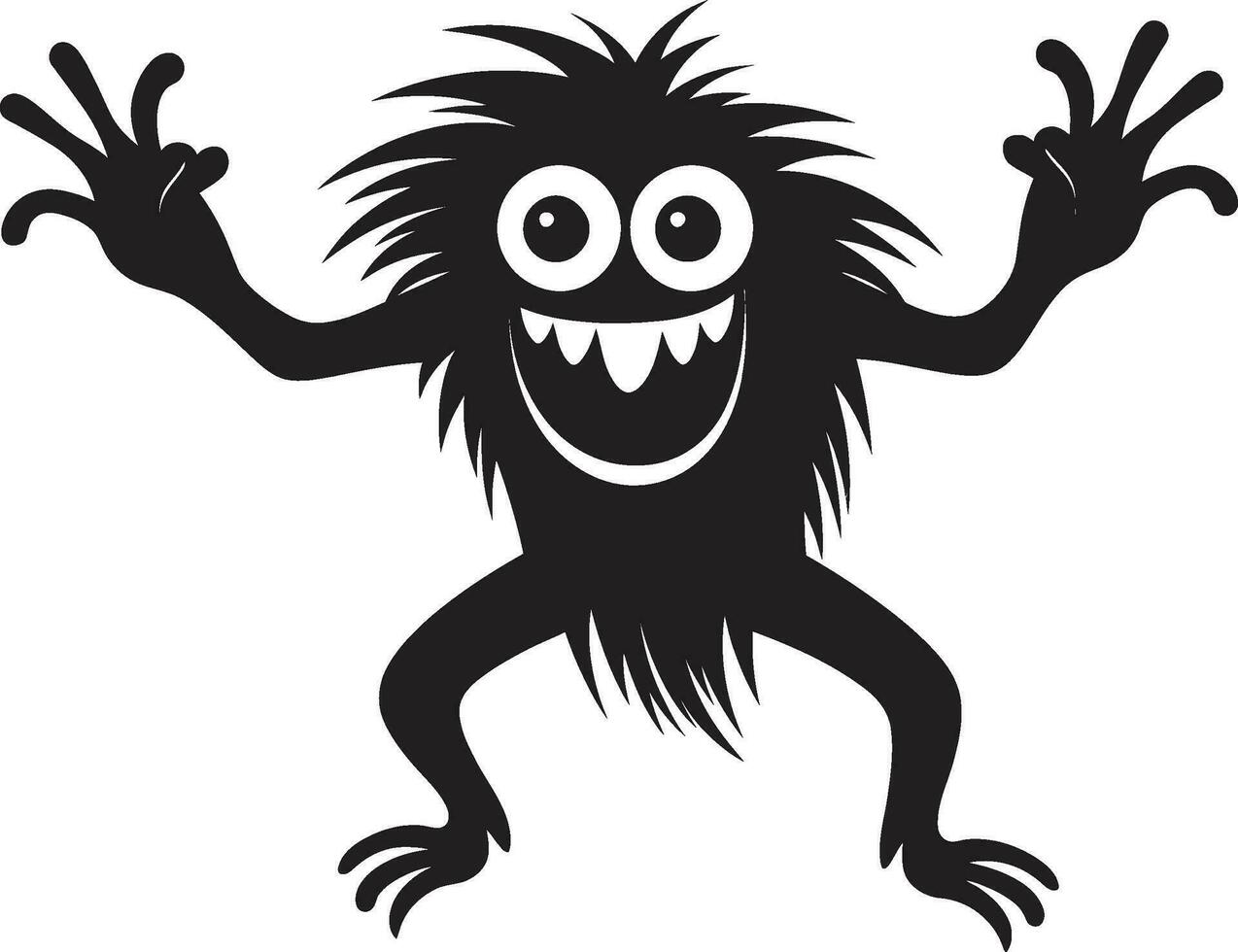 monstruoso encanto desvelado negro logo con dibujos animados criatura bestial belleza vector icono en negro