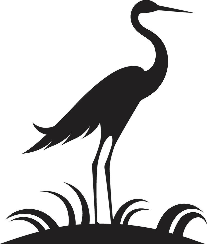 Elegant Heron in Black Vector Heron Artistry for Modern Branding