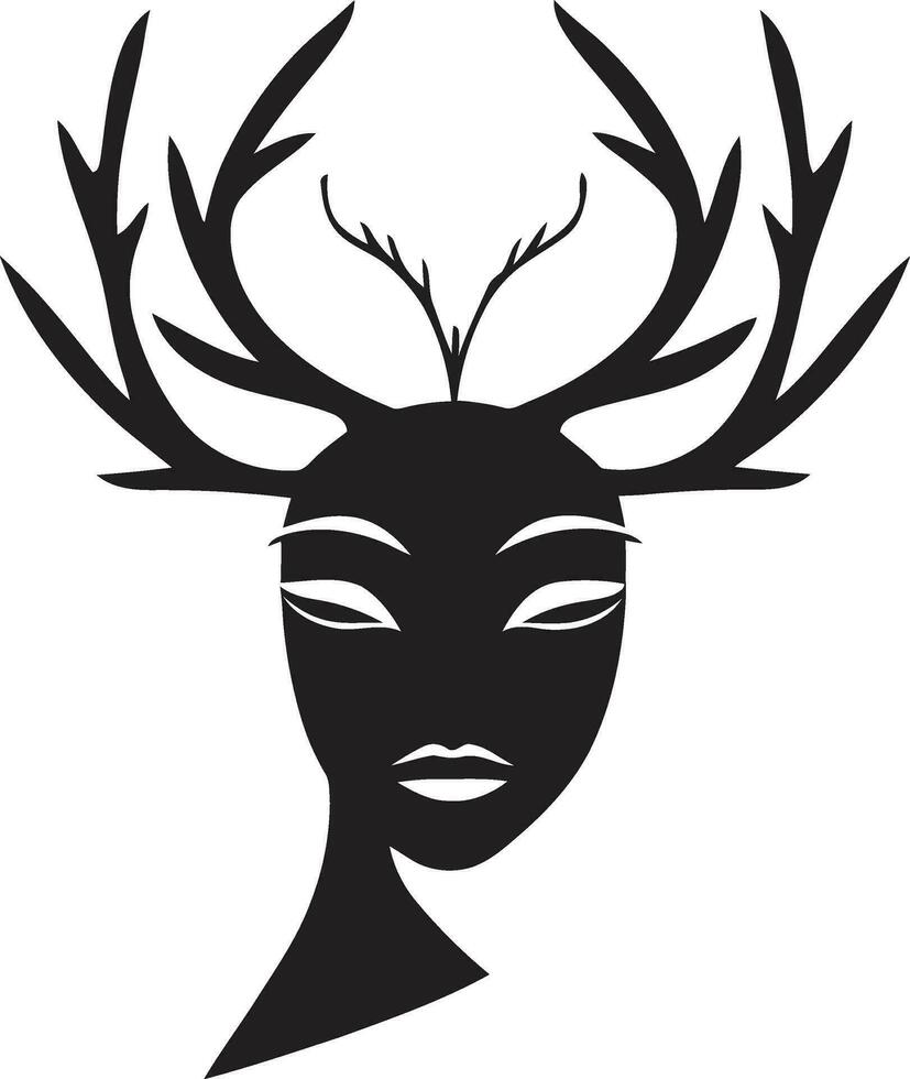 Empowering Elegance Black Logo of a Female Face Enigmatic Allure Vector Icon with Female Face
