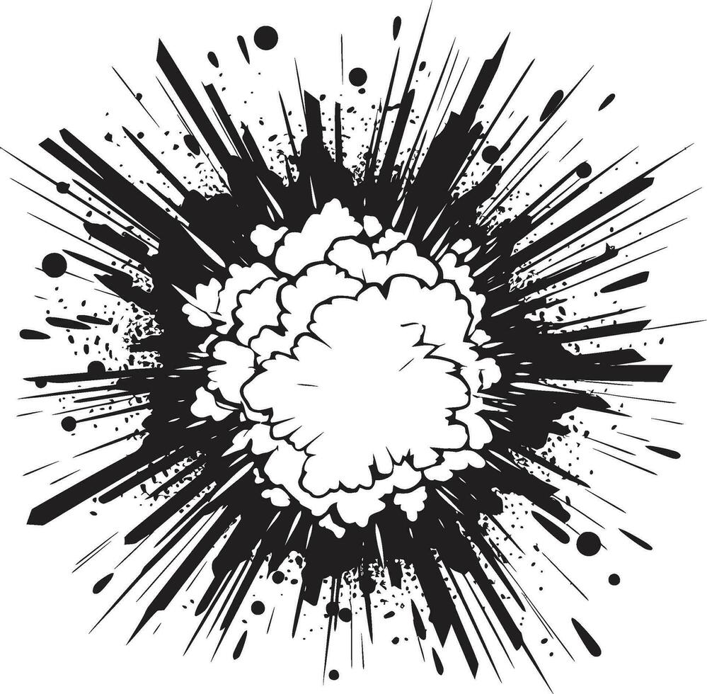Action Packed Art Black Explosive Logo Vector Icon Pow Vector Artistry Explosive Emblem in Black