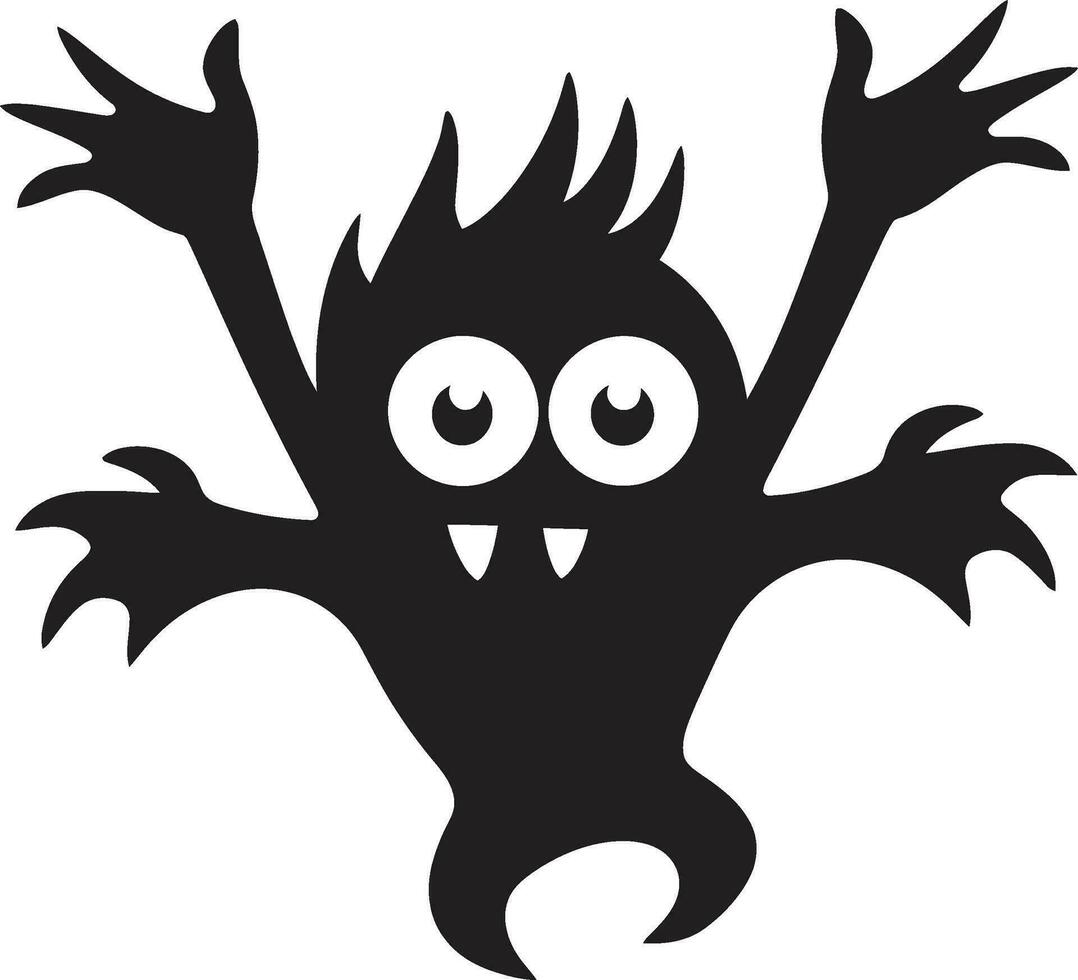 Monstrous Magic Black Monster Icon in Vector Eerie Excellence Cartoon Monster in Black Logo