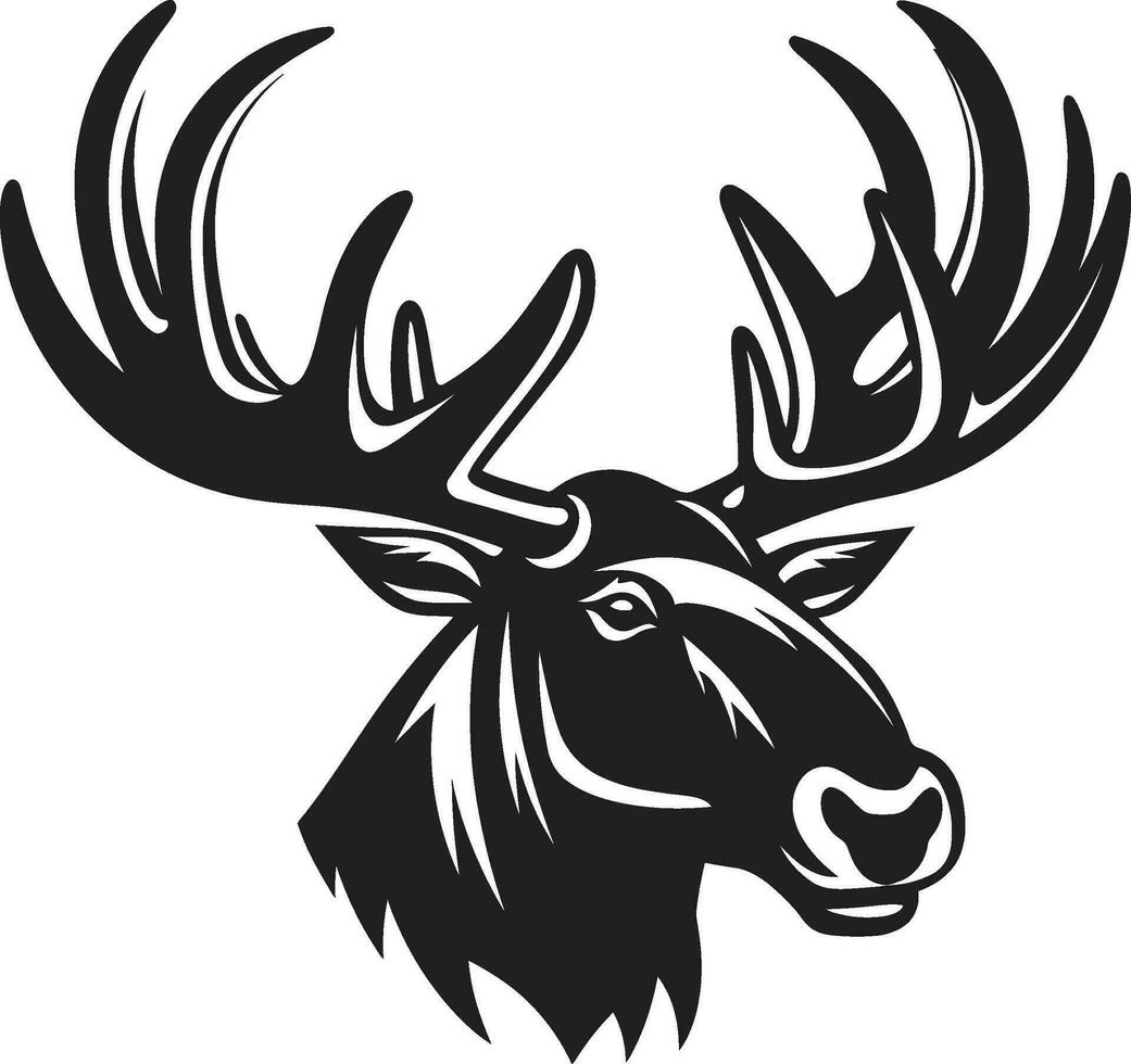 Black and White Moose Logo with Grace and Grandeur Moose Majesty in Sleek Vector
