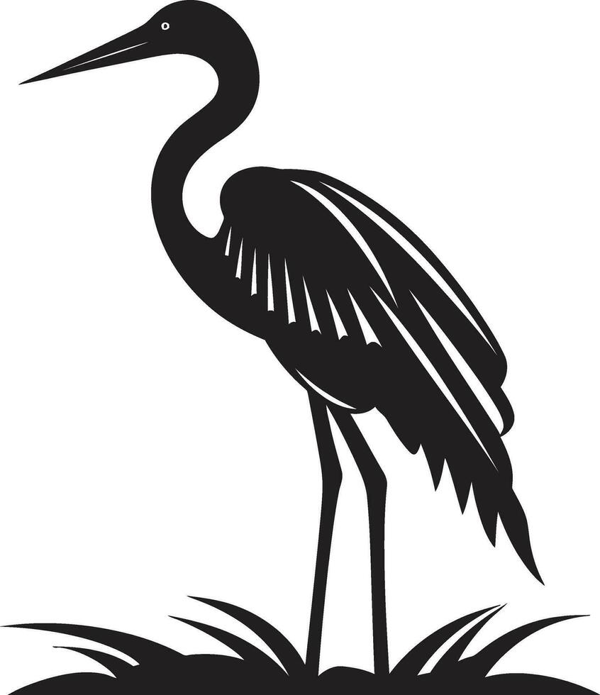 Minimalist Heron Icon Design Black Vector Heron Symbol