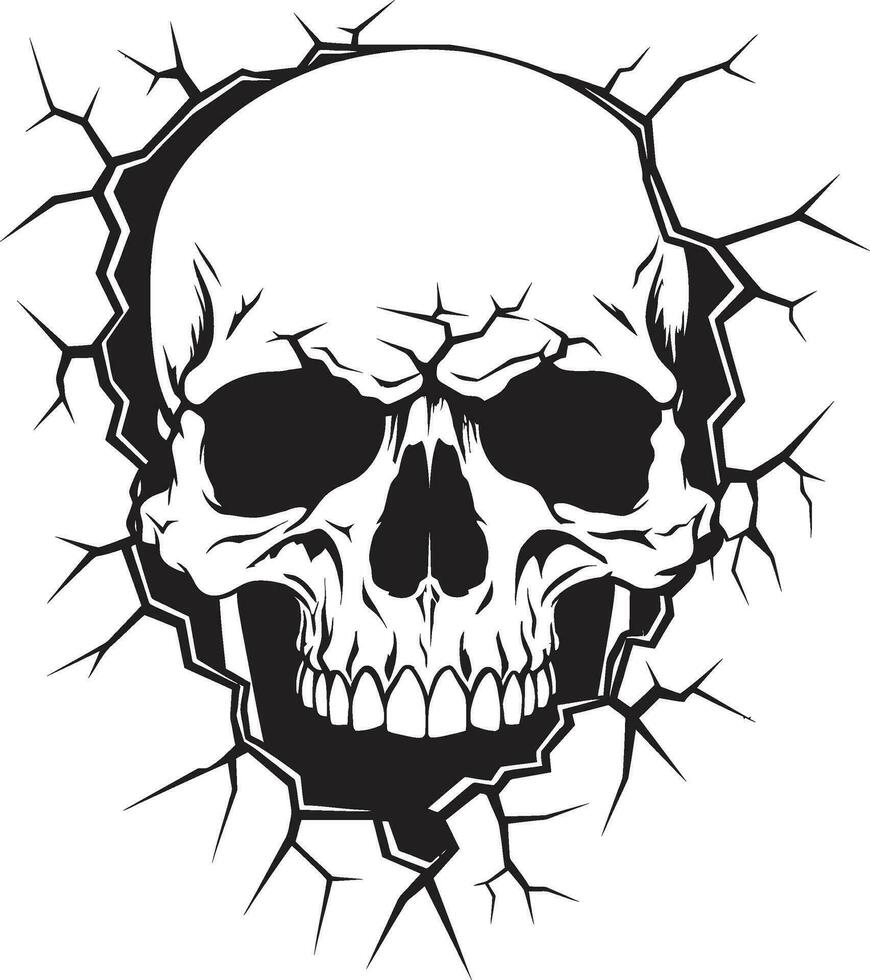 Skulls Awakening The Enigmatic Cracked Wall Vector Mystery Unveiled The Walls Peeping Skull