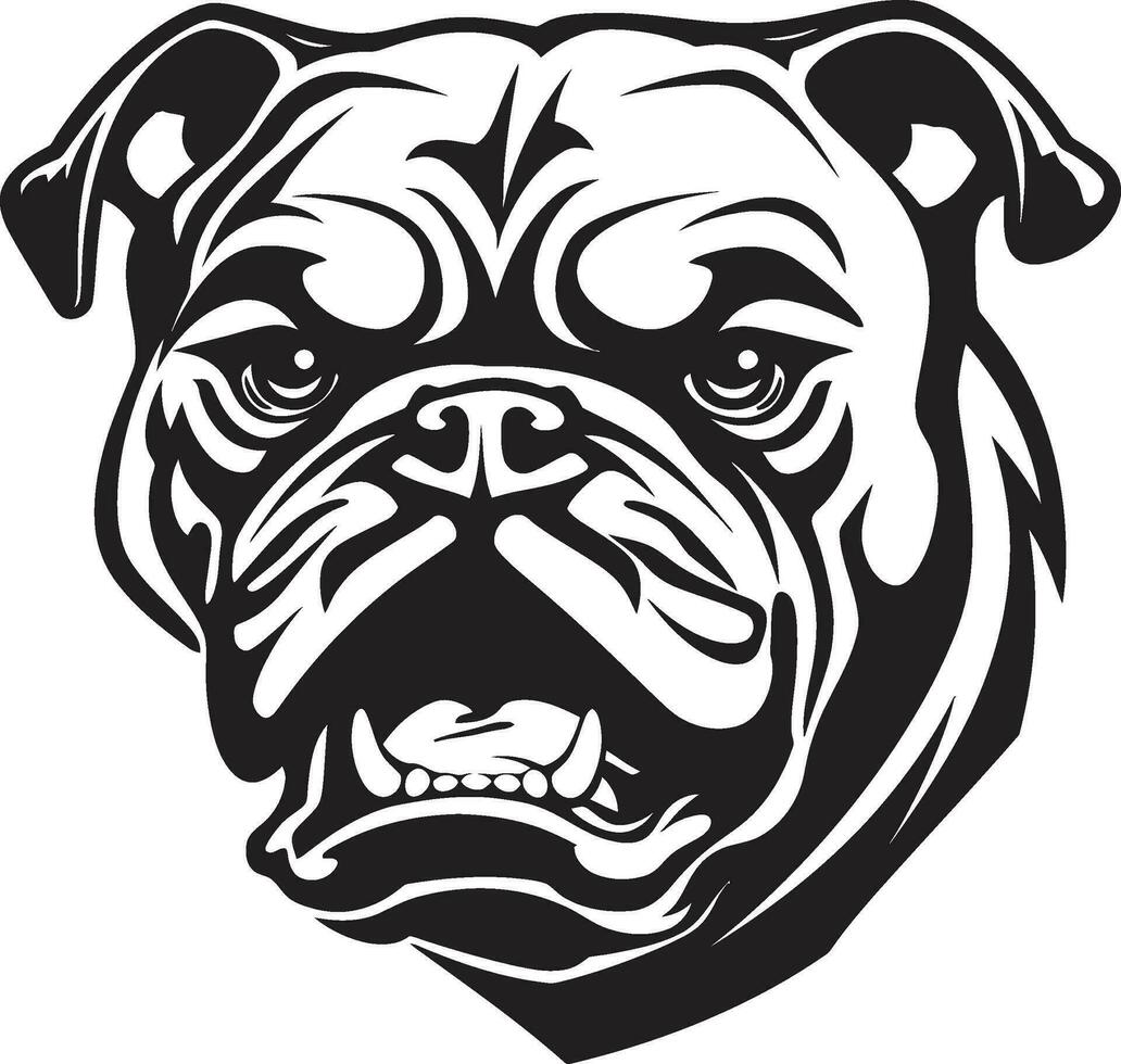 buldog grandeza negro logo con icónico poder real buldog majestad negro emblema diseño vector