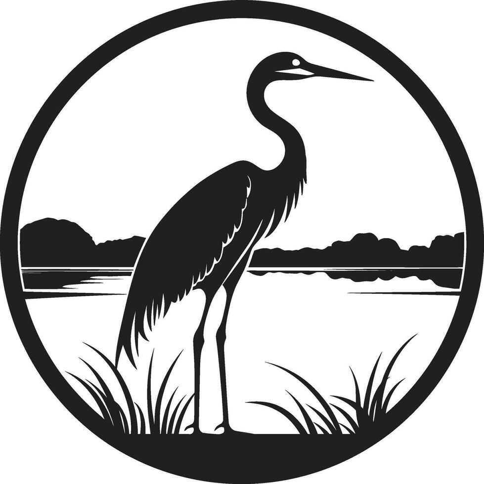 Heron Silhouette in Motion Contemporary Heron Icon vector