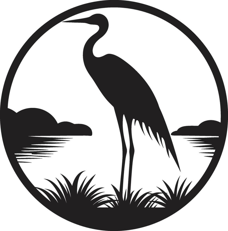 Heron Profile in Sleek Design Modern Heron Graphic in Black vector