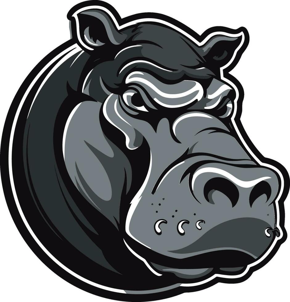 Minimalistic Hippo Majesty Sleek Black Hippo Symbol vector