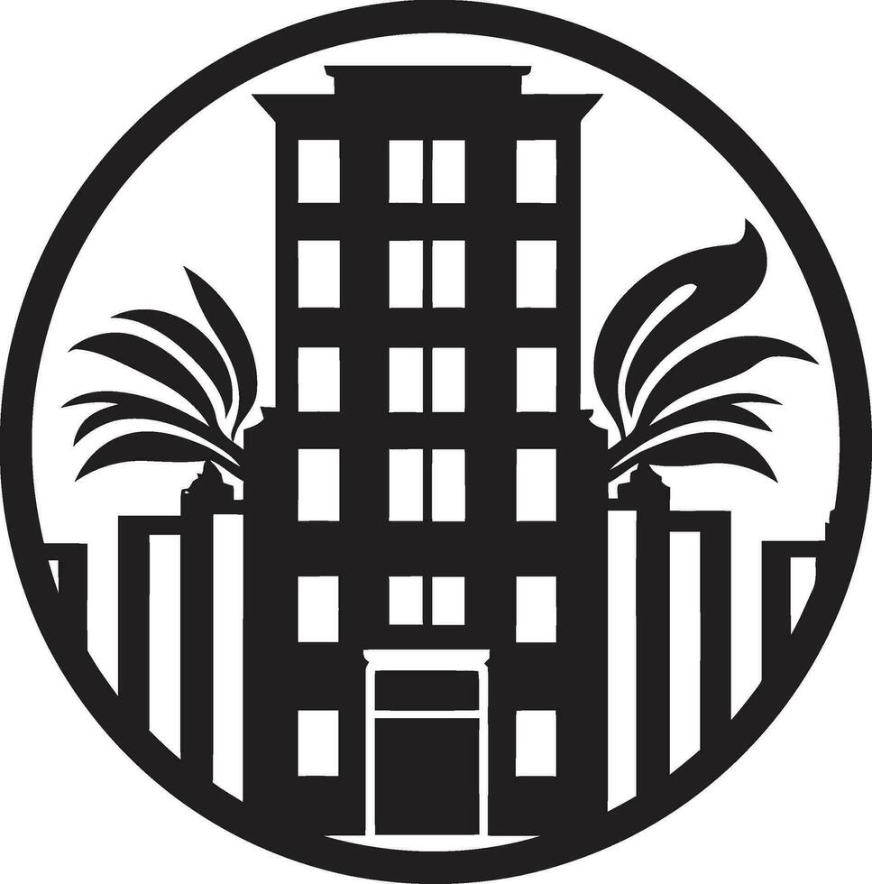 Elegant High Rise Living Urban Vector Icon Sophisticated Urban Excellence Black Logo for Apartments