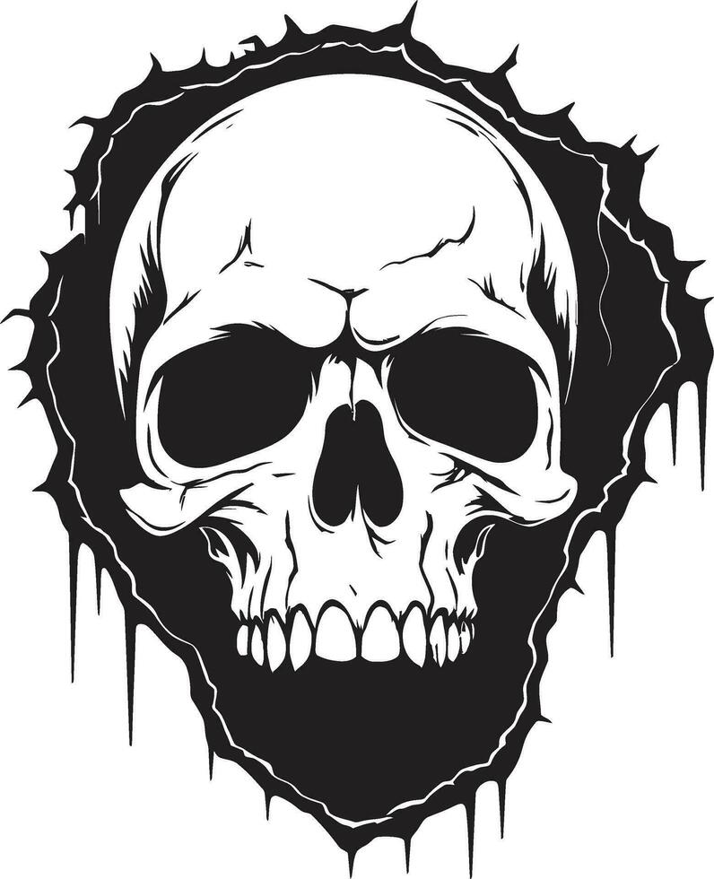 Cracked Wall Resurgence The Skulls Emergence Peek of Darkness The Cracked Wall Skull Symbol vector