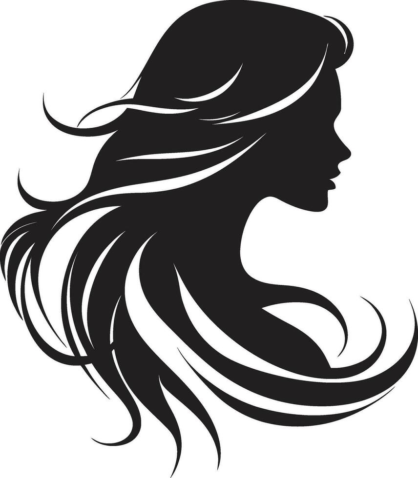 Subtle Charm Black Logo with Females Visage in Monochrome Sculpted Beauty Black Female Face Emblem in Logo vector