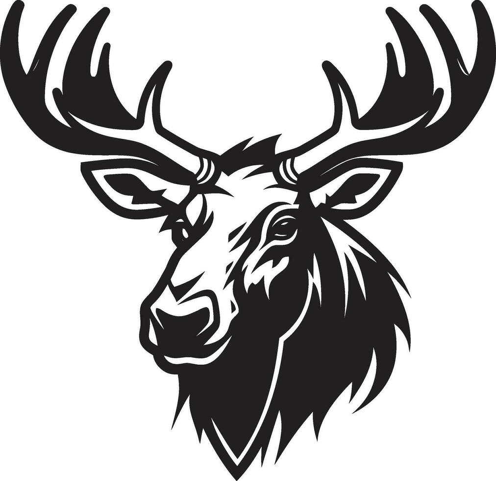 Bold Moose Emblem in Black Moose Silhouette in Majestic Style vector