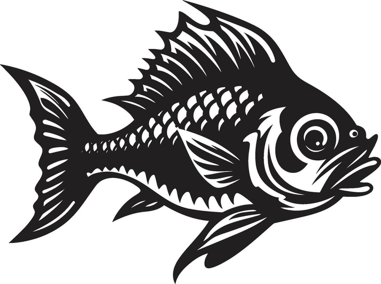 intrincado ictiología pescado vector esqueleto Arte submarino visión pescado esqueleto logo diseño