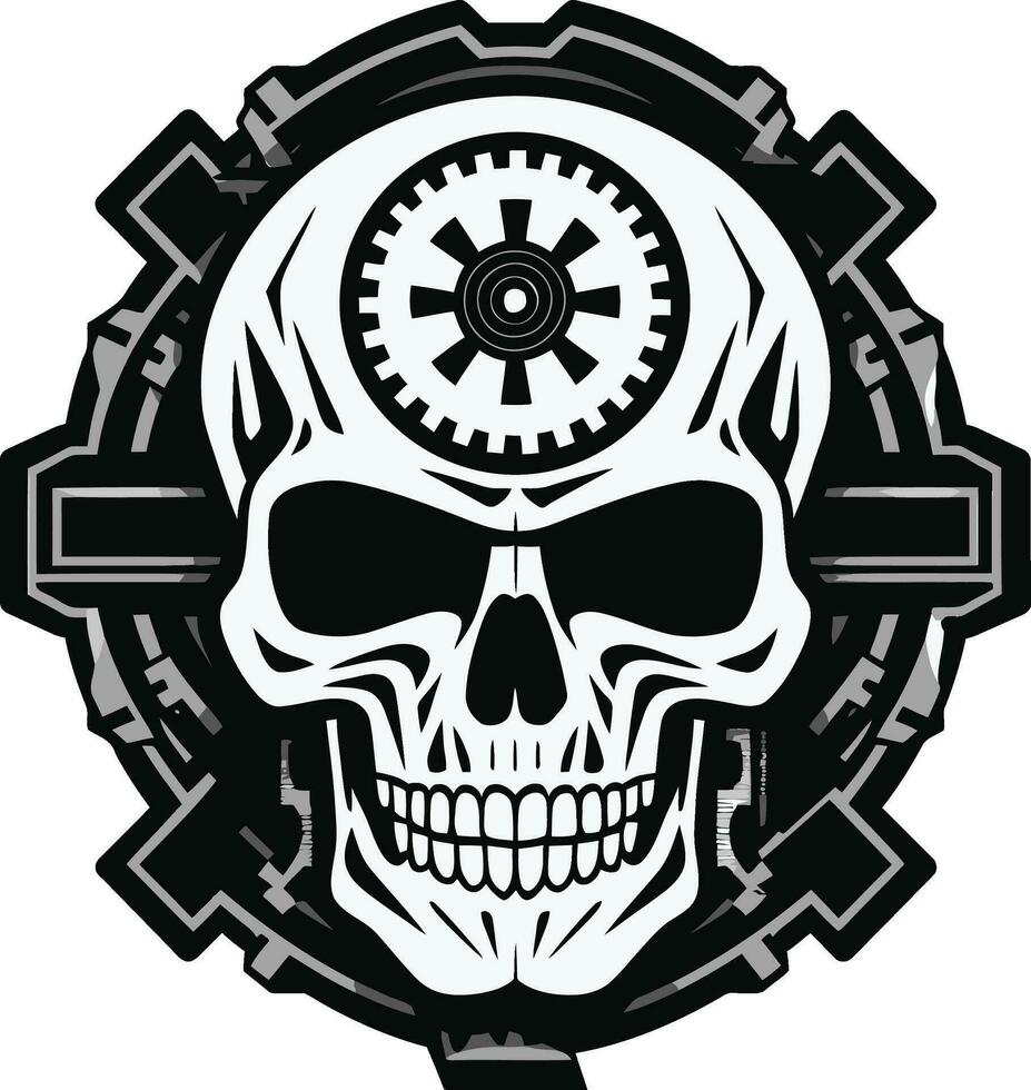 Steampunk inspirado cráneo símbolo un eterno fusión mecánico maravilla el robótico cráneo logo vector