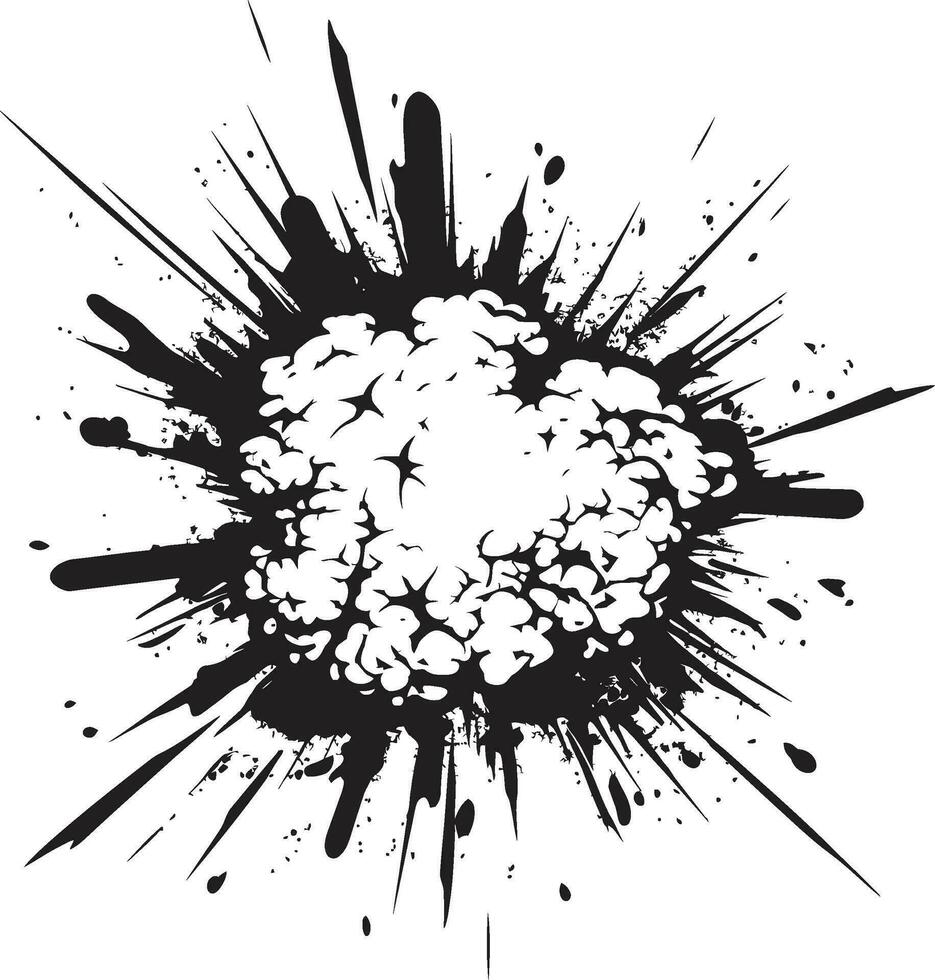 Thrilling Explosion Comic Logo in Black Dynamic Breakdown Black Vector Icon