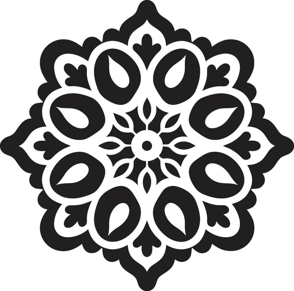 Elegant Arabic Floral Tiles Black Logo Icon in Vector Vector Artistry Arabic Floral Pattern Logo in Black