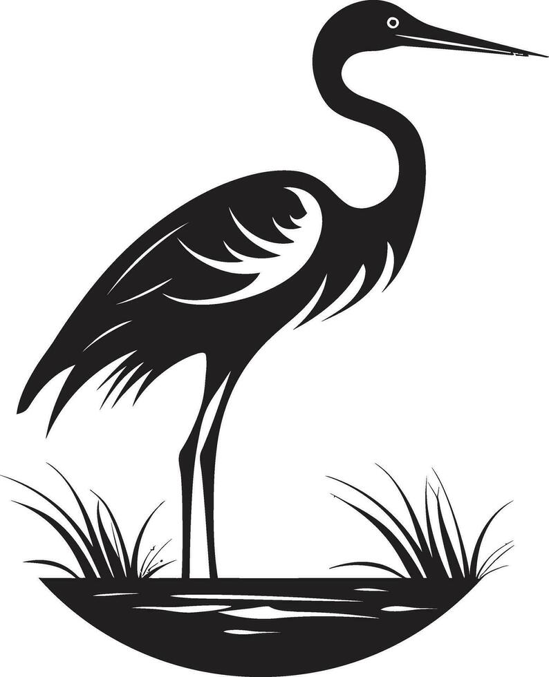 Sleek Heron Icon Design Modern Black Heron Symbol vector