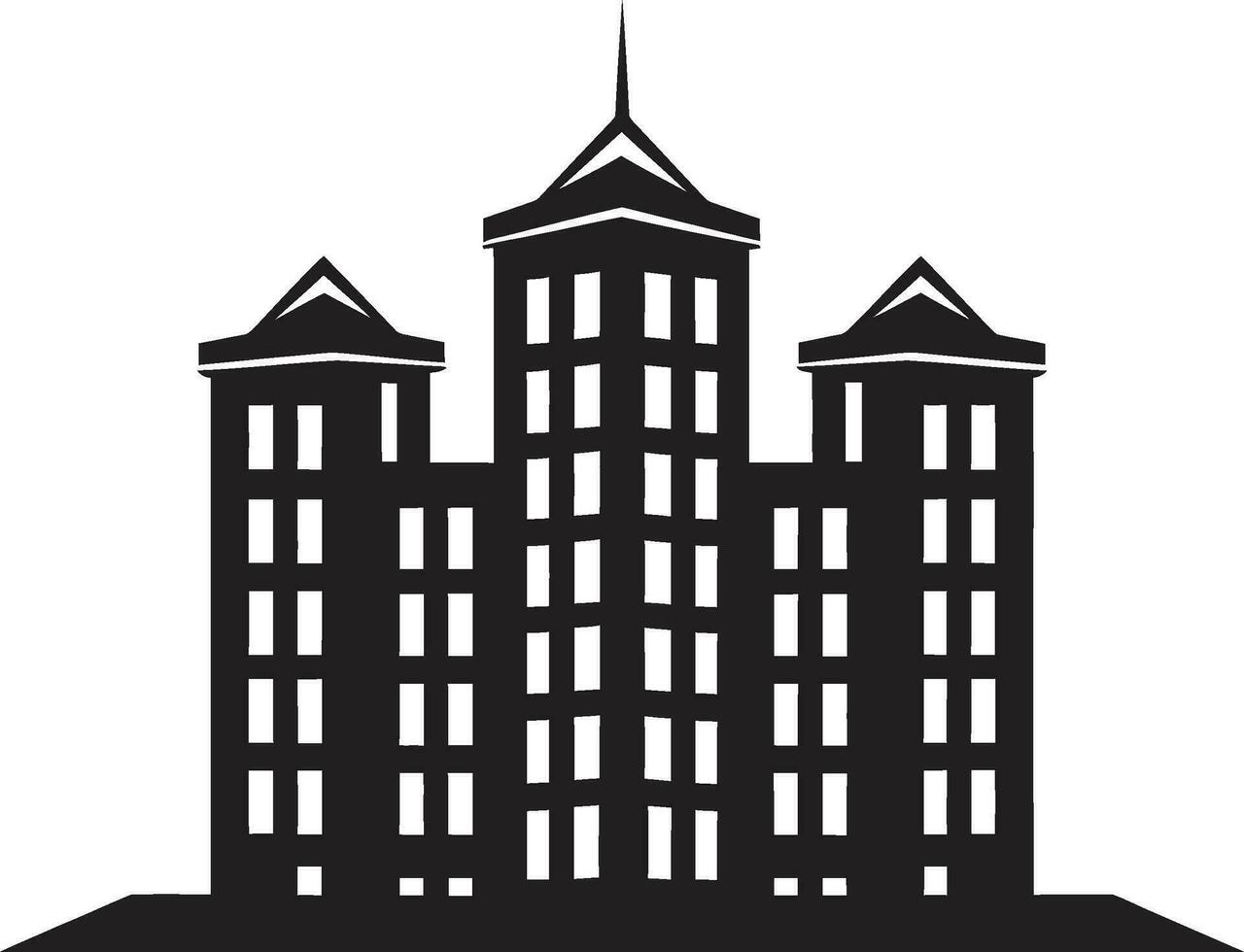 Iconic Towering Structure Black Logo Design Black Building Beauty Apartment Vector Icon