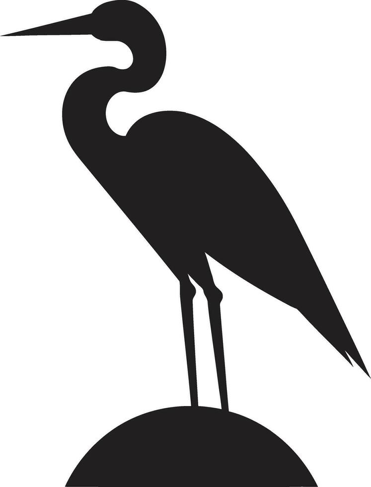 Heron Profile in Black Vector Contemporary Heron Graphic