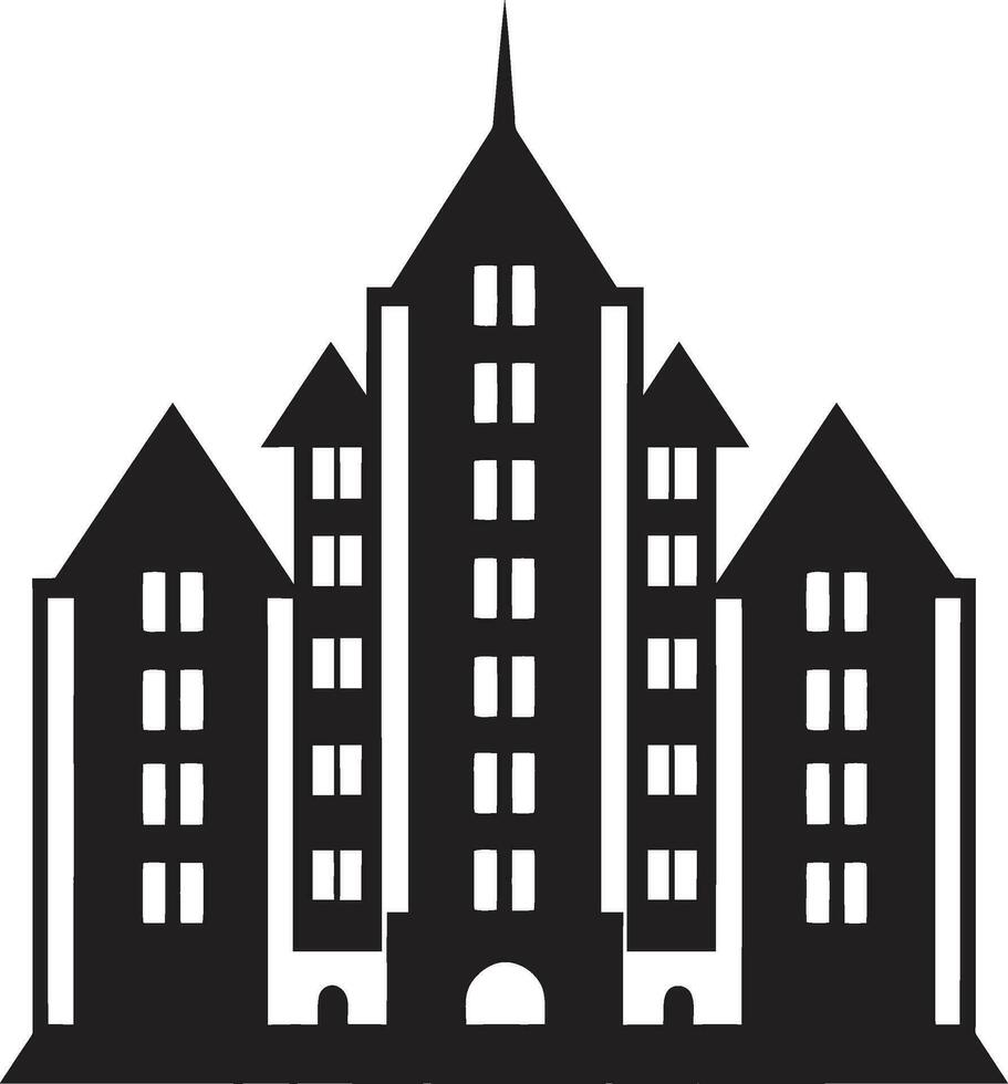 Majestic Apartment Complex Black Logo Brilliance Black and Bold Apartment Building Vector Icon