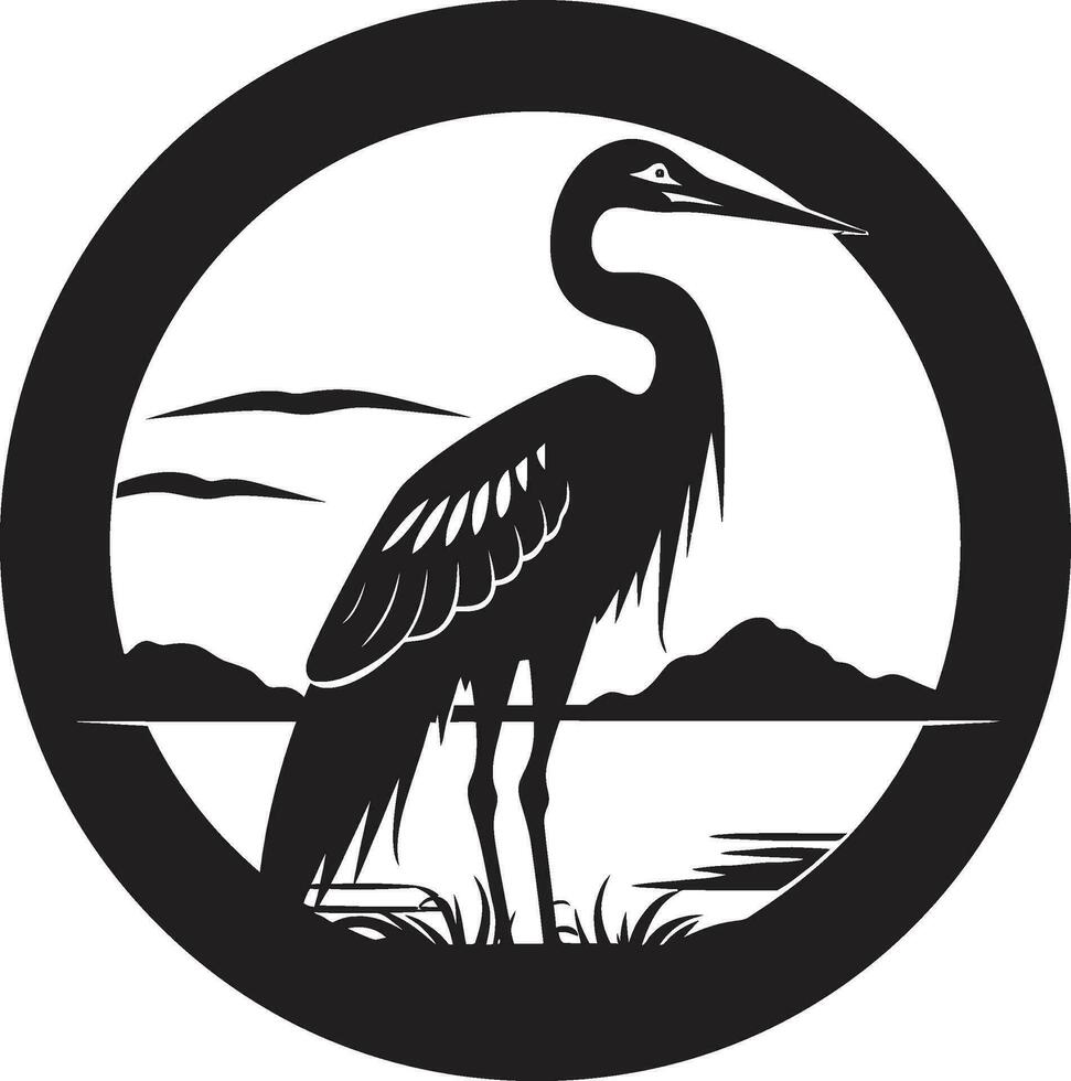 Heron in Flight Vector Silhouette Minimalistic Heron Icon in Black