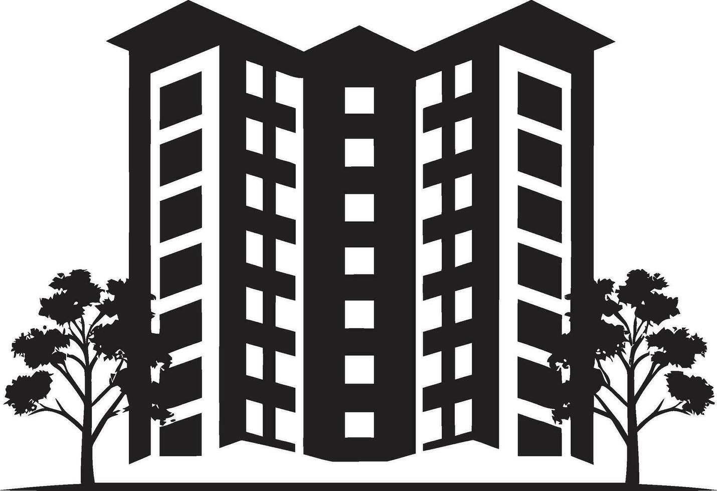 arquitectónico maravilla negro logo diseño urbano oasis Departamento edificio vector icono