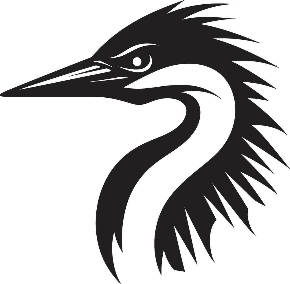 Heron Silhouette in Flight Heron Icon in Bold Black vector