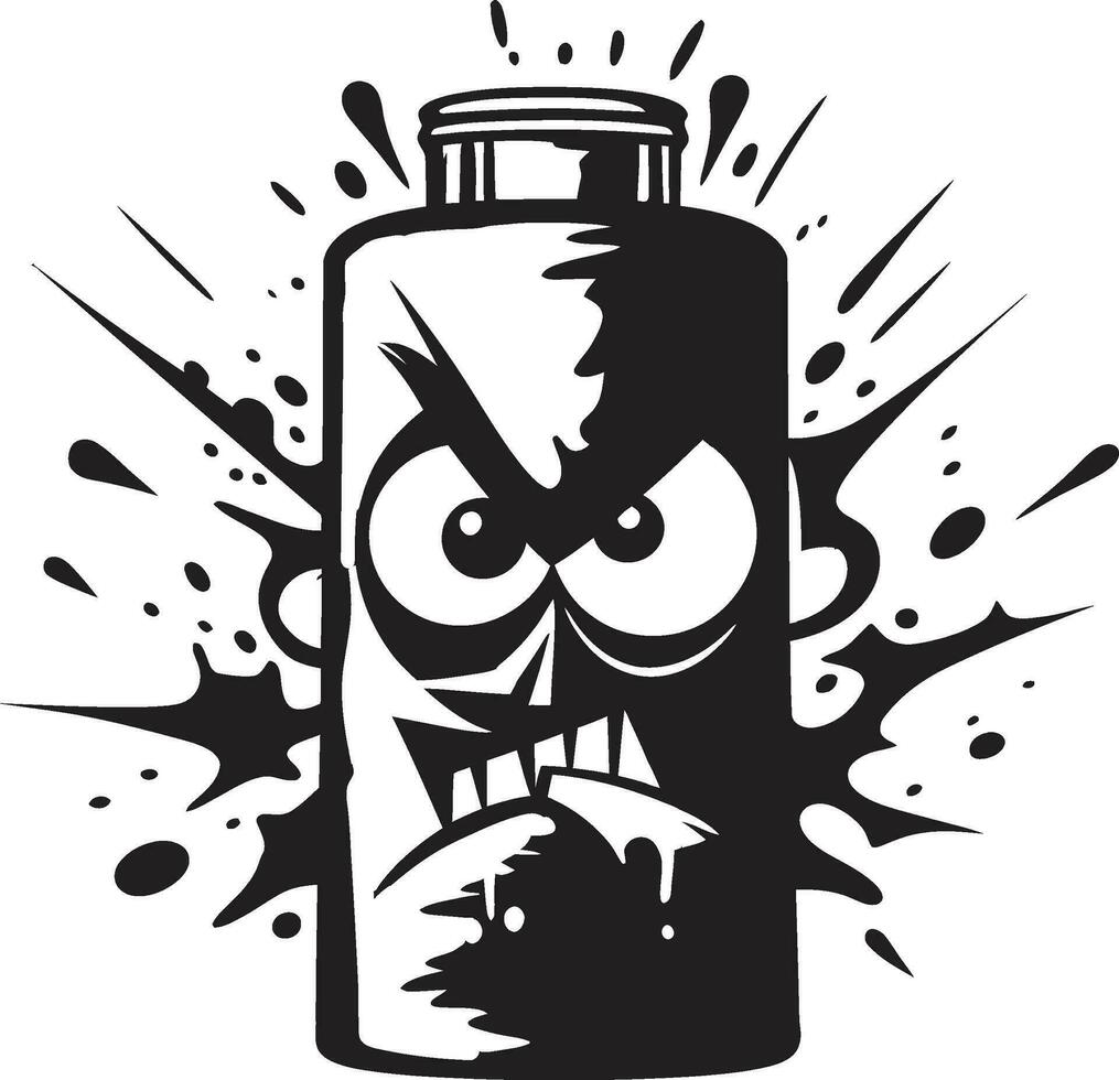 Black Emblem of Agitation Vector Mascot Angry Spray Paint Icon Graffiti Elegance