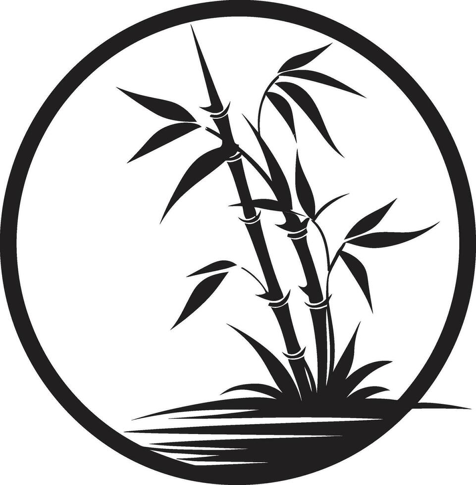 Bamboo Zen Design Black Logo with Vector Icon Natural Balance Unleashed Black Bamboo Plant Emblem