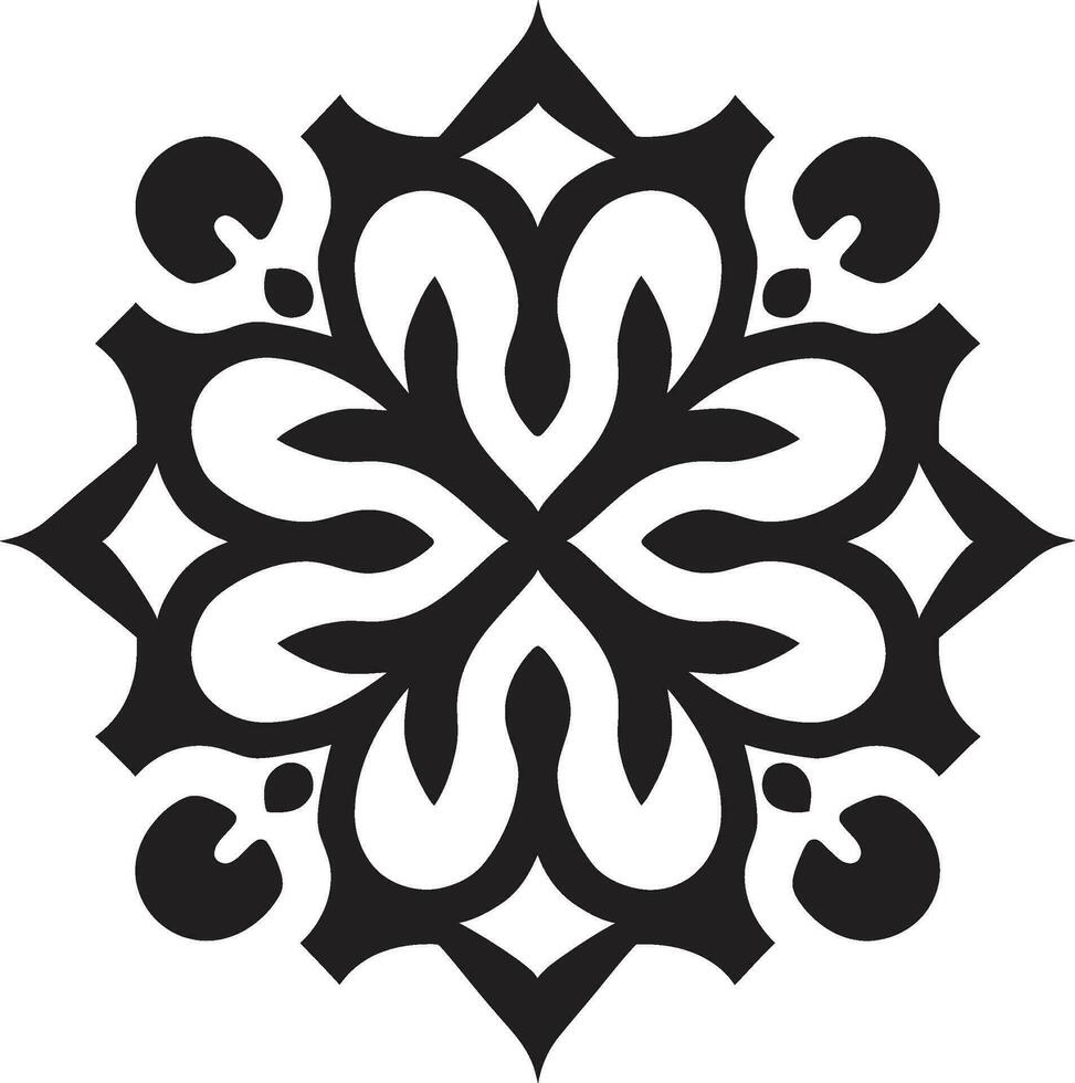 intrincado emblema Arábica floral losas en vector icónico medio oriental simetría negro floral logo