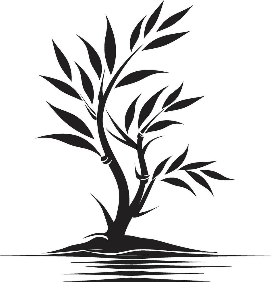 Bamboo Elegance Unveiled Iconic Black Bamboo Emblem Vector Artistry Black Bamboo Plant in Monochrome