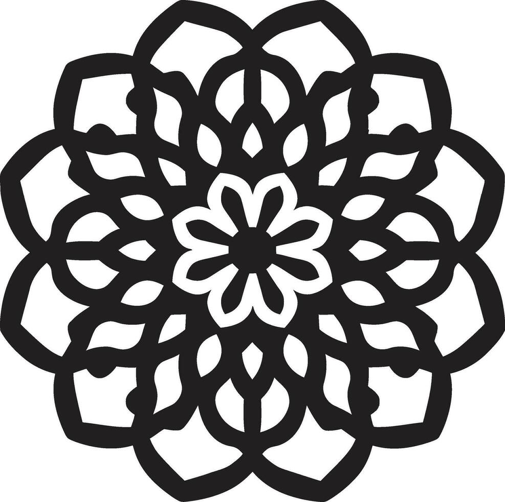 Exquisite Geometric Artistry Arabic Floral Icon Arabic Treasures in Monochrome Floral Tiles Design vector