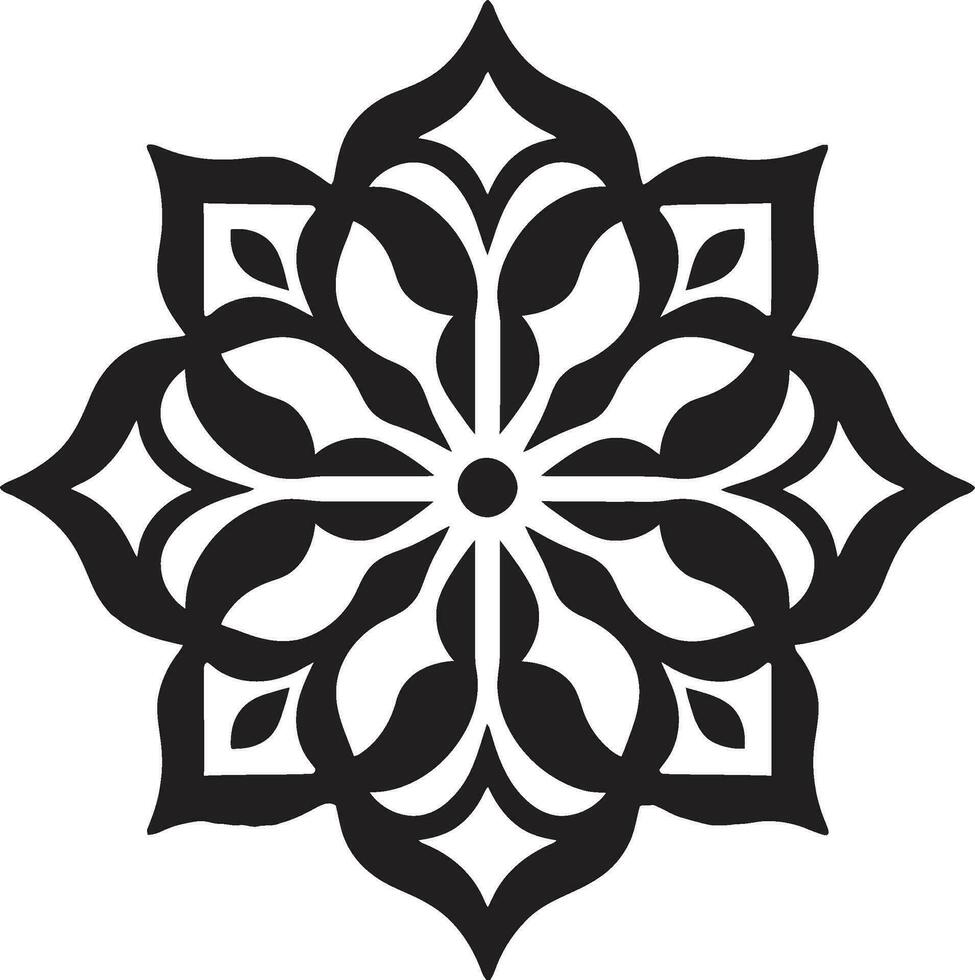 Arábica elegancia en monocromo floral losas icono geométrico patrones Arábica floral logo diseño vector